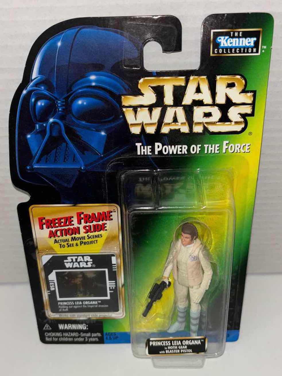 Photo 1 of NEW KENNER STAR WARS THE POWER OF THE FORCE ACTION FIGURE, PRINCESS LEIA ORGANA IN HOTH GEAR W BLASTER PISTOL & FREEZE FRAME ACTION SLIDE