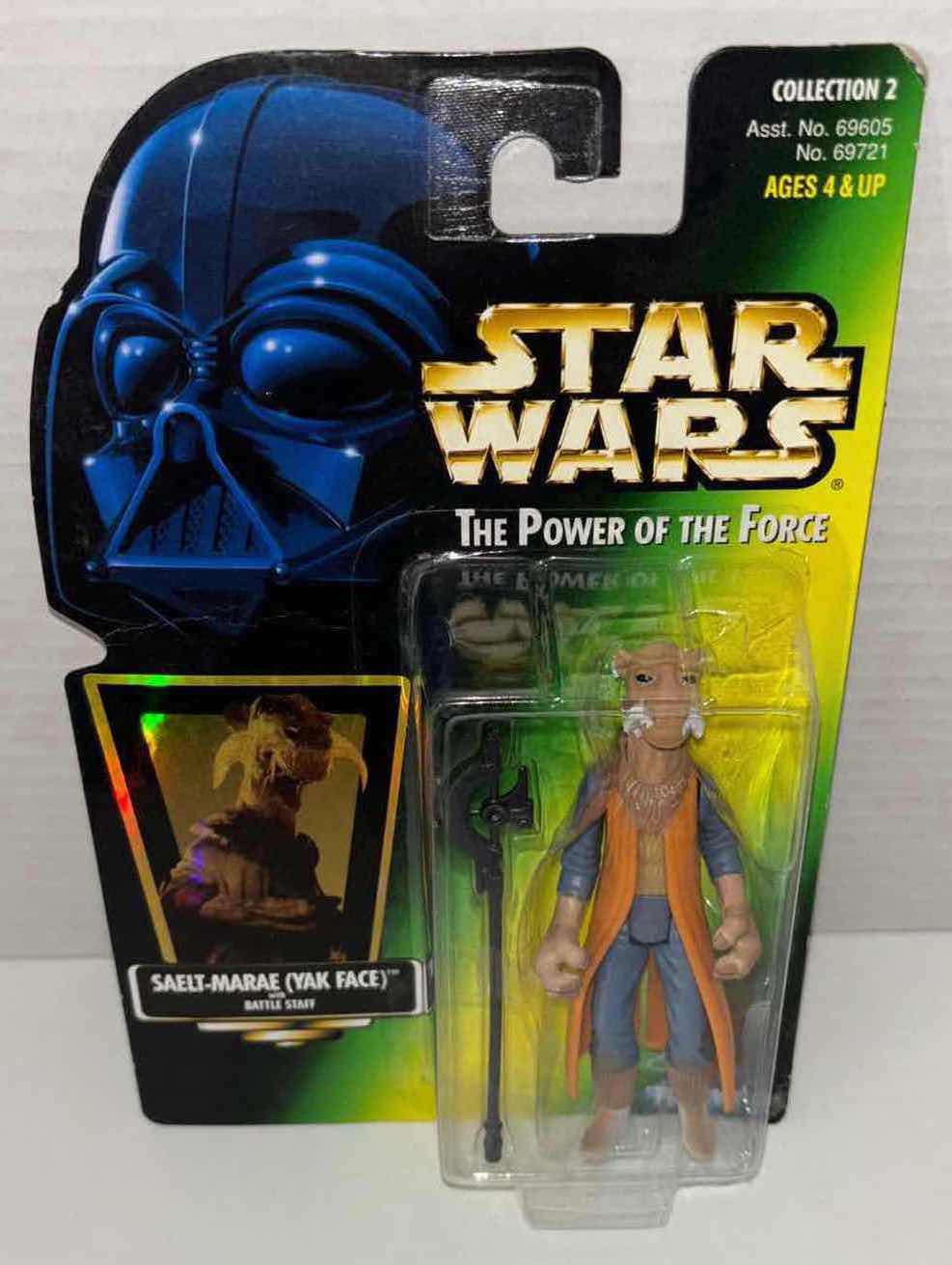 Photo 1 of NEW KENNER STAR WARS POWER OF THE FORCE ACTION FIGURE, SAELT-MARAE (YAK FACE) W BATTLE STAFF