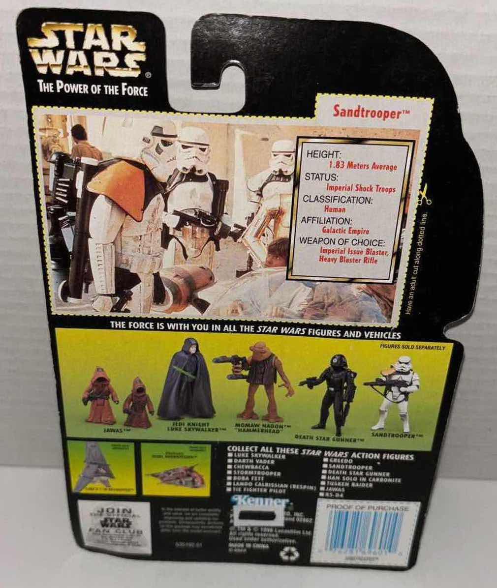 Photo 3 of NEW KENNER STAR WARS POWER OF THE FORCE ACTION FIGURE, SANDTROOPER W HEAVY BLASTER RIFLE