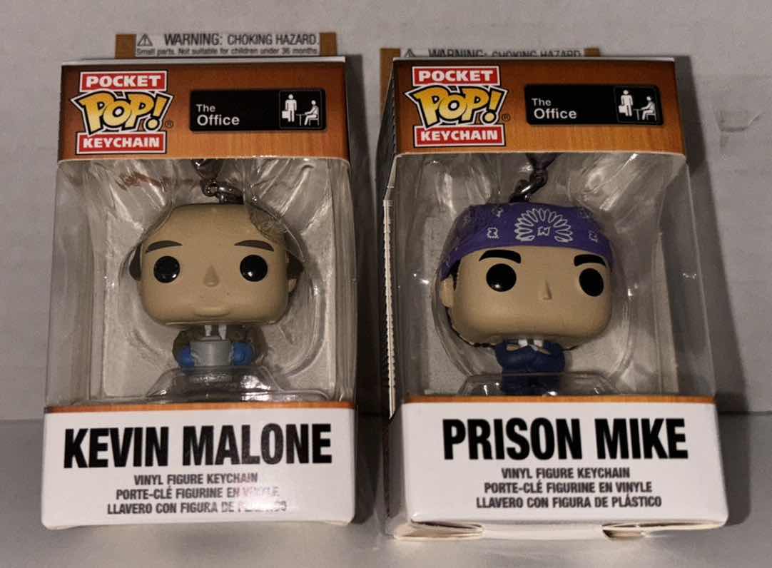Photo 1 of NEW FUNKO POP! POCKET KEYCHAIN 2-PACK, THE OFFICE “KEVIN MALONE” & “PRISON MIKE” 