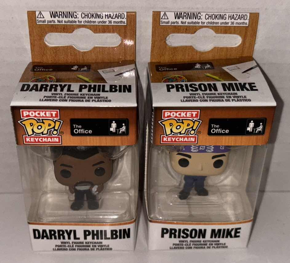 Photo 2 of NEW FUNKO POP! POCKET KEYCHAIN 2-PACK, THE OFFICE “ DARRYL PHILBIN” & “PRISON MIKE” 