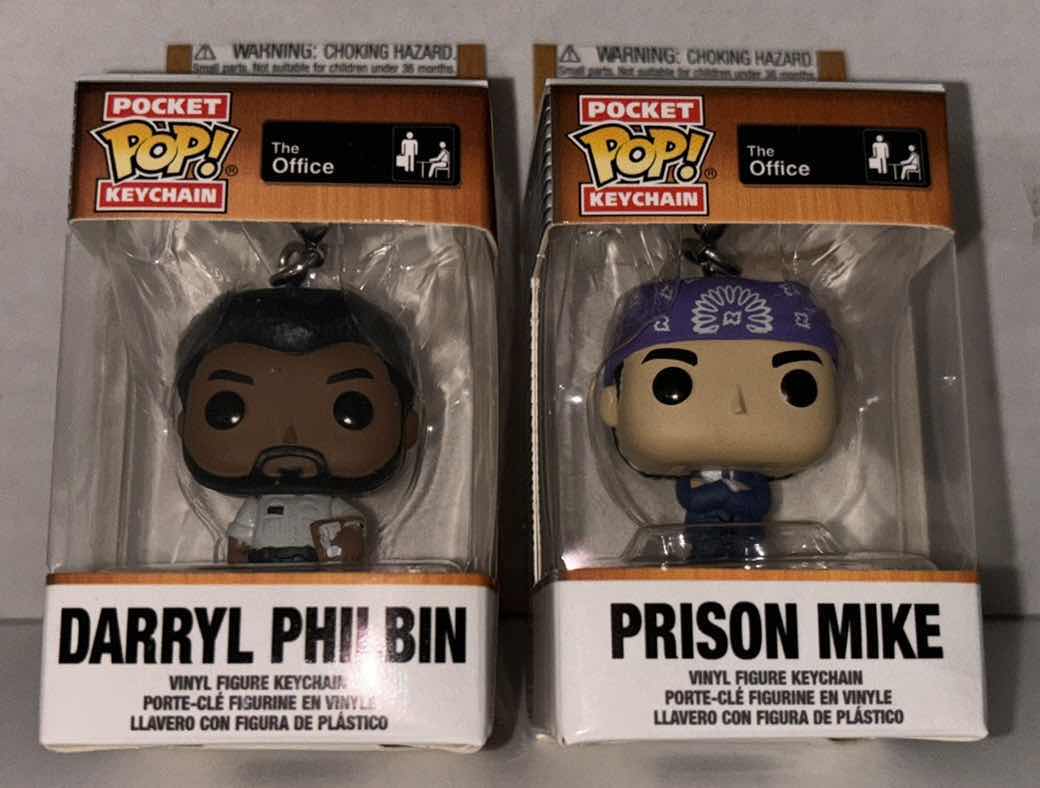 Photo 1 of NEW FUNKO POP! POCKET KEYCHAIN 2-PACK, THE OFFICE “ DARRYL PHILBIN” & “PRISON MIKE”