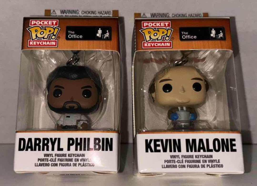 Photo 1 of NEW FUNKO POP! POCKET KEYCHAIN 2-PACK, THE OFFICE “ DARRYL PHILBIN” & “KEVIN MALONE” 