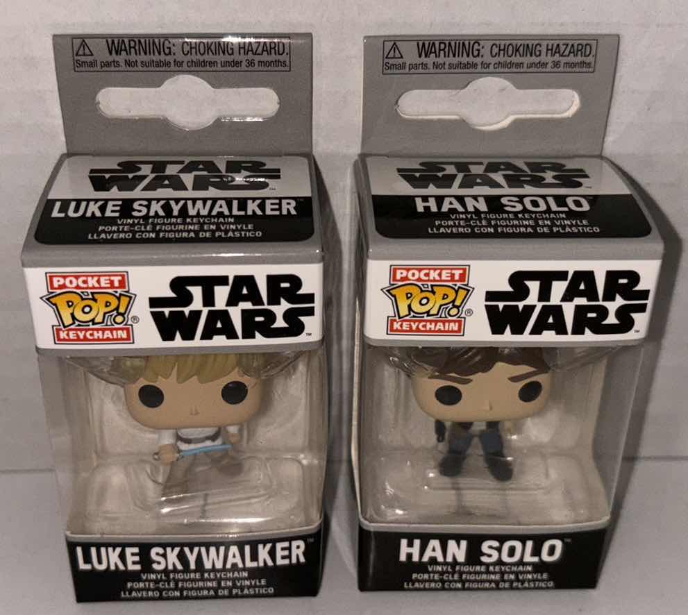 Photo 2 of NEW FUNKO POP! POCKET KEYCHAIN 2-PACK, STAR WARS “LUKE SKYWALKER” & “HAN SOLO”