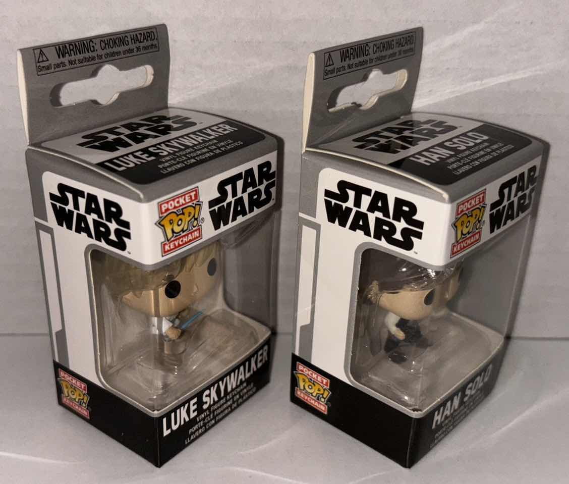 Photo 3 of NEW FUNKO POP! POCKET KEYCHAIN 2-PACK, STAR WARS “LUKE SKYWALKER” & “HAN SOLO”