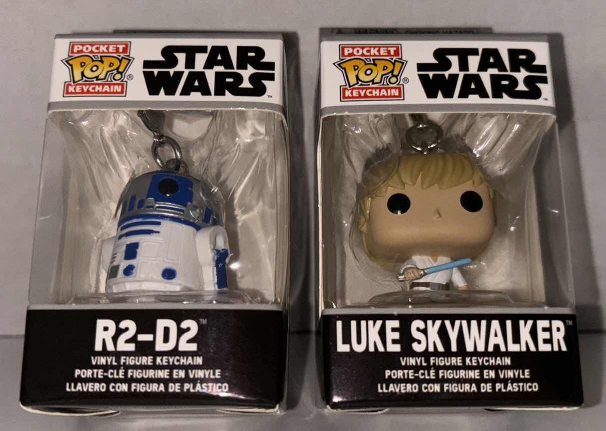 Photo 1 of NEW FUNKO POP! POCKET KEYCHAIN 2-PACK, STAR WARS “R2-D2” & “LUKE SKYWALKER” $18.00