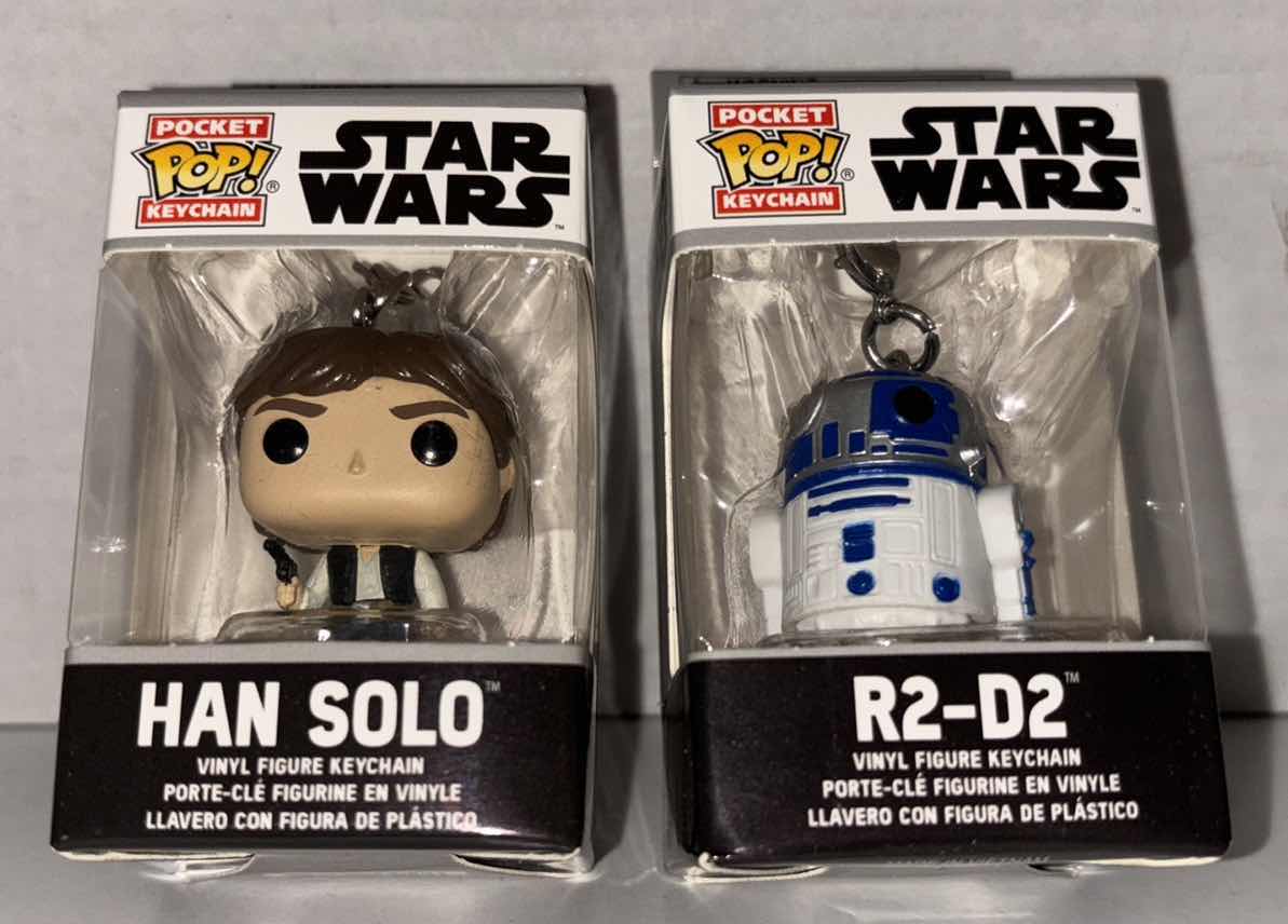 Photo 1 of NEW FUNKO POP! POCKET KEYCHAIN 2-PACK, STAR WARS “HAN SOLO” & “R2-D2”