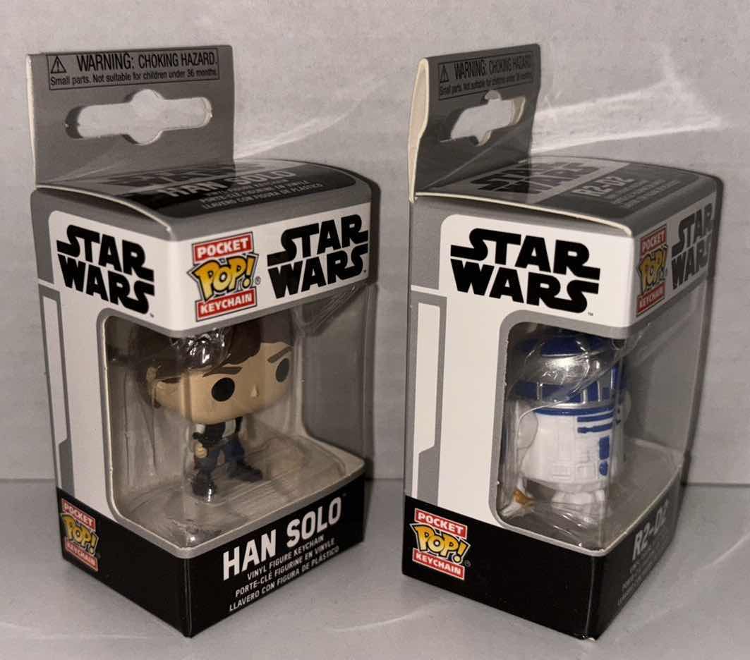 Photo 3 of NEW FUNKO POP! POCKET KEYCHAIN 2-PACK, STAR WARS “HAN SOLO” & “R2-D2”