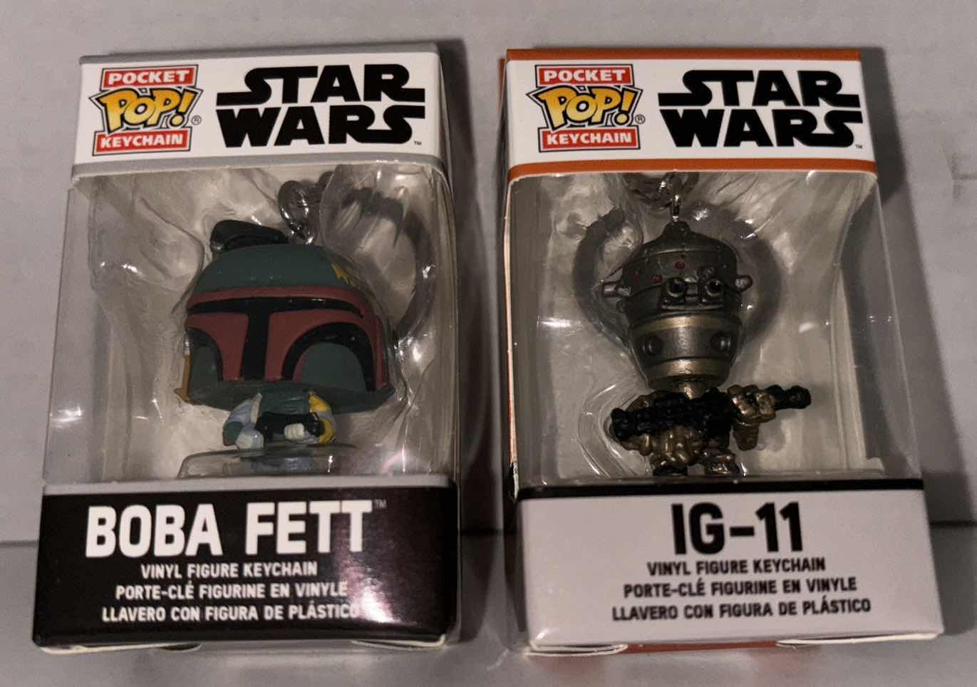 Photo 1 of NEW FUNKO POP! POCKET KEYCHAIN 2-PACK, STAR WARS “BOBA FETT” & “IG-11”