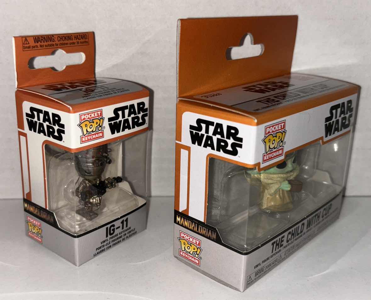 Photo 3 of NEW FUNKO POP! POCKET KEYCHAIN 2-PACK, STAR WARS “IG-11” & “THE CHILD WITH CUP” 
