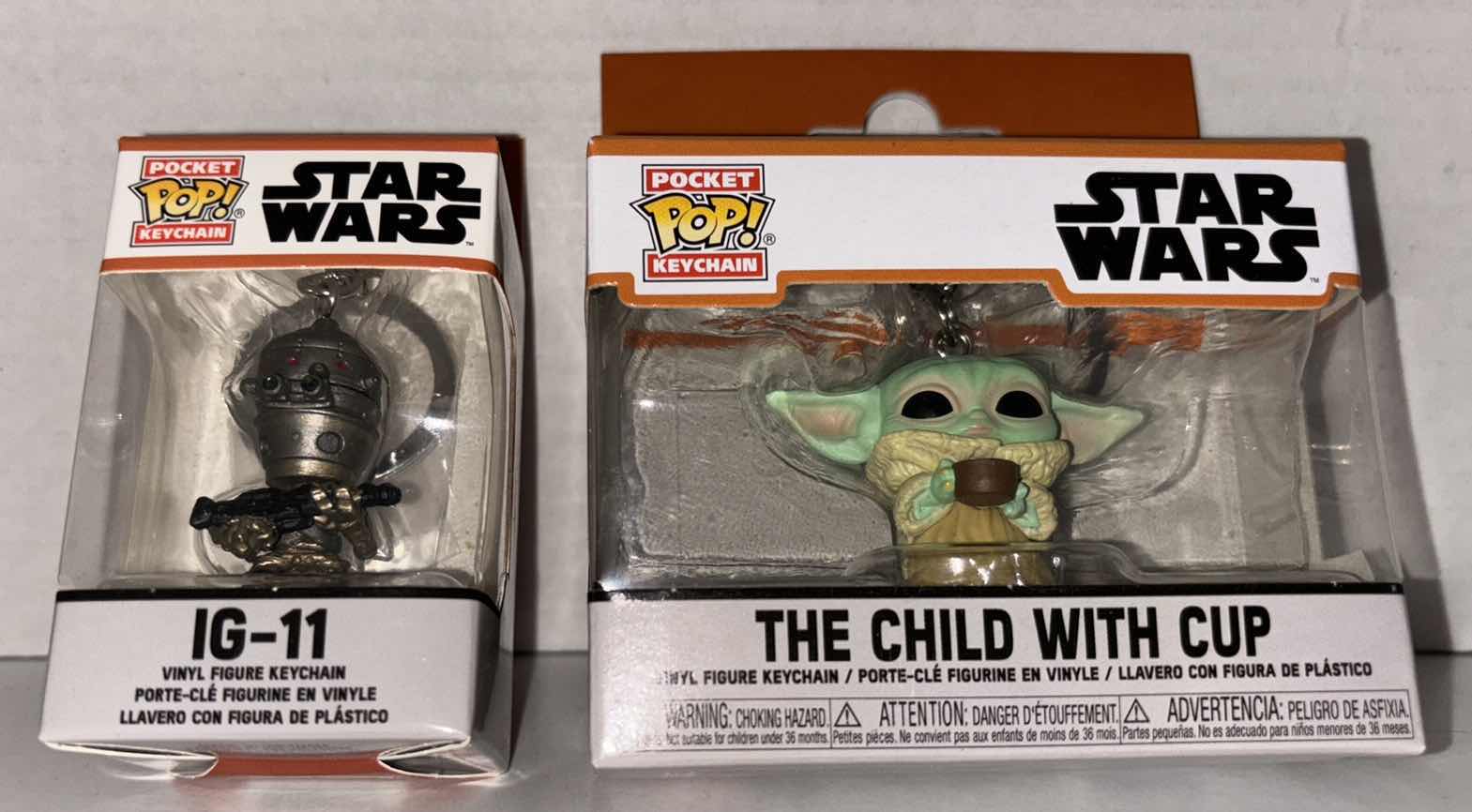 Photo 1 of NEW FUNKO POP! POCKET KEYCHAIN 2-PACK, STAR WARS “IG-11” & “THE CHILD WITH CUP”