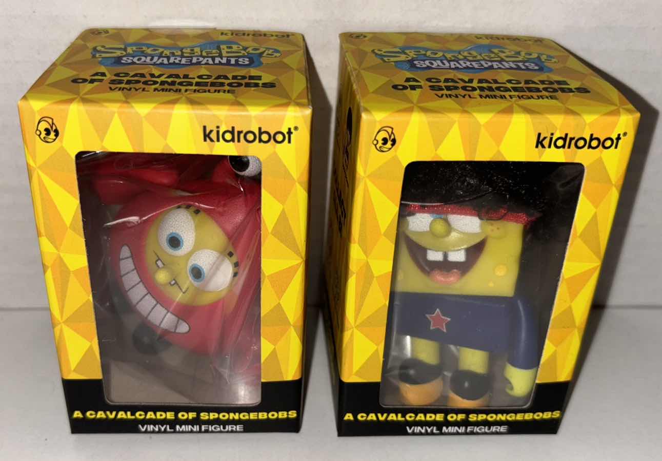 Photo 1 of NEW KID ROBOT A CAVALCADE OF SPONGEBOB SQUAREPANTS 3" VINYL MINI FIGURES, “DISCO SPONGEBOB” & “KRABIFIED” 