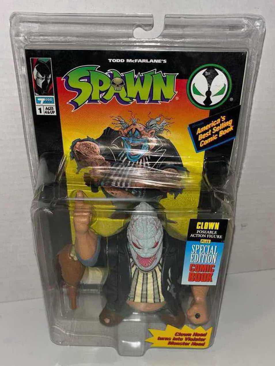 Photo 1 of NEW TODD TOYS SPAWN “CLOWN” POSEABLE ACTION FIGURE PLUS SPECIAL EDITION COMIC BOOK 