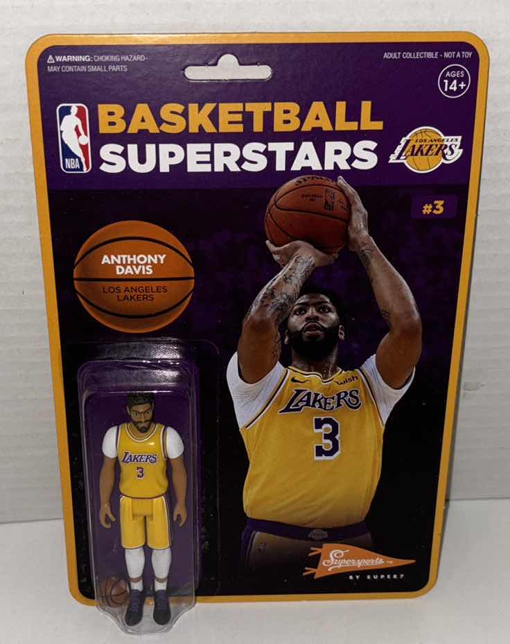 Photo 1 of NEW SUPER7 SUPERSPORTS NBA BASKETBALL SUPERSTARS REACTION FIGURE #3 LOS ANGELES LAKERS “ANTHONY DAVIS”