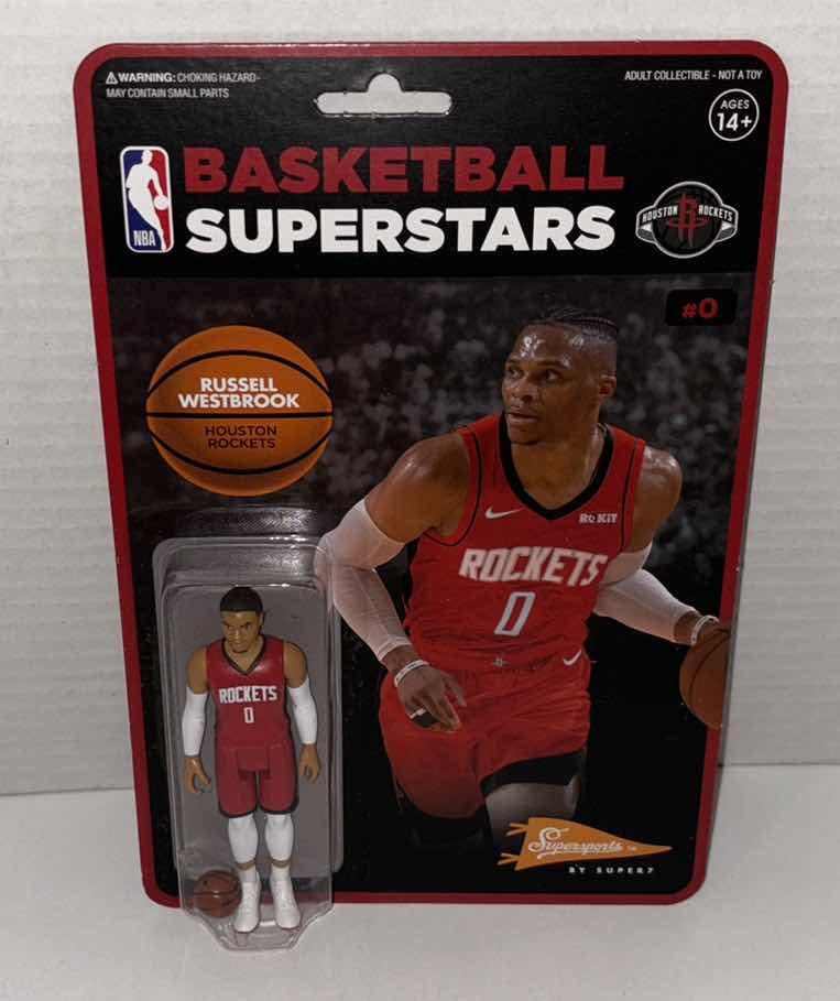 Photo 1 of  NEW SUPER7 SUPERSPORTS NBA BASKETBALL SUPERSTARS REACTION FIGURE #0 HOUSTON ROCKETS “RUSSELL WESTBROOK”