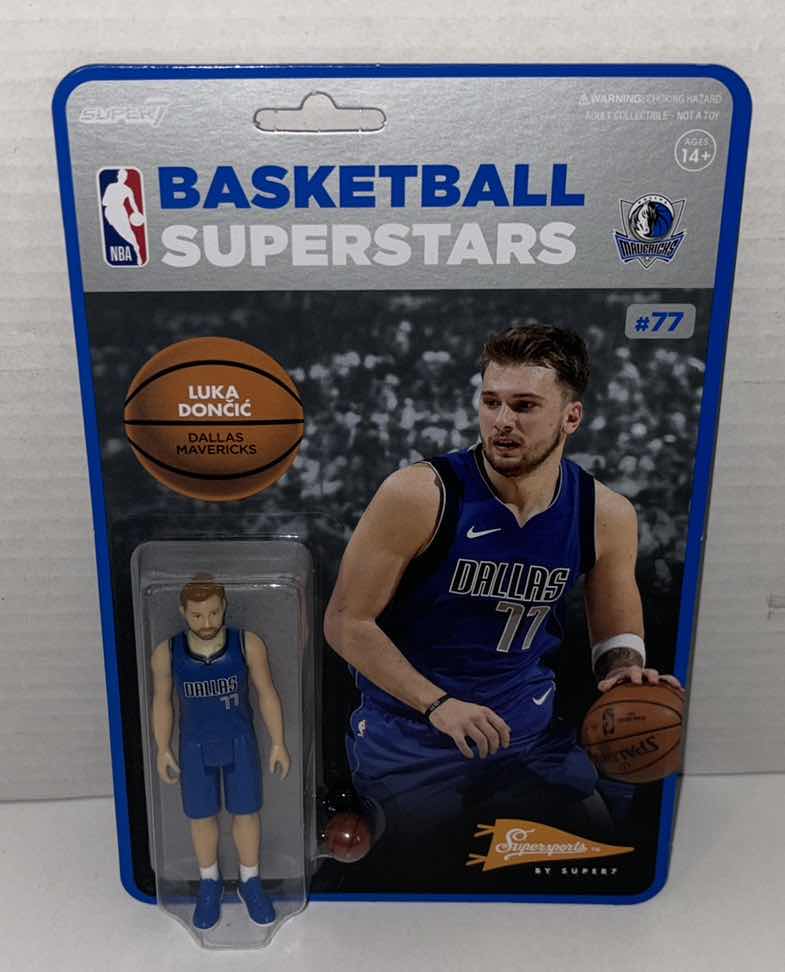 Photo 1 of $20 NEW SUPER7 SUPERSPORTS NBA BASKETBALL SUPERSTARS REACTION FIGURE #77 DALLAS MAVERICKS “LUKA DONCIC”