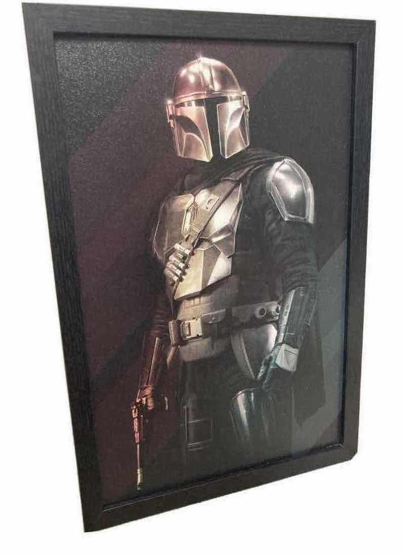 Photo 1 of NEW STAR WARS THE MANDALORIAN FRAMED TEXTURED PRINT (BLACK FRAME) 12.25”x 18.25”