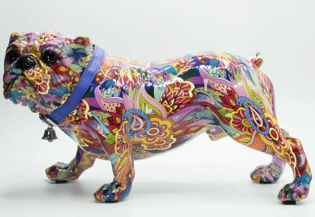 Photo 2 of BRANI COLORFUL RESIN BULLDOG STANDING 15” x 17” x 8”