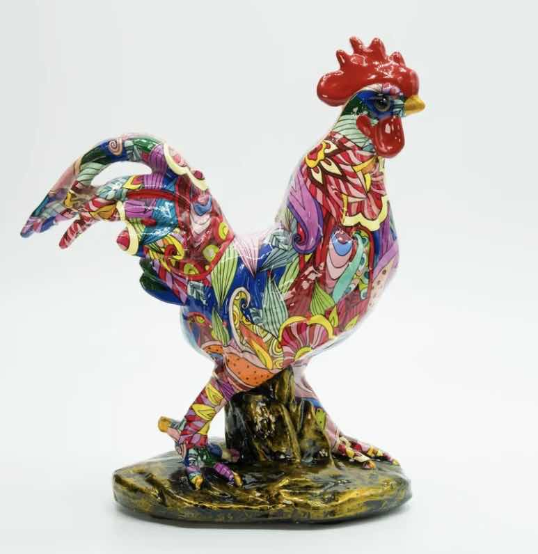 Photo 2 of BRANI COLORFUL RESIN ROOSTER 7” x 4” x 9”