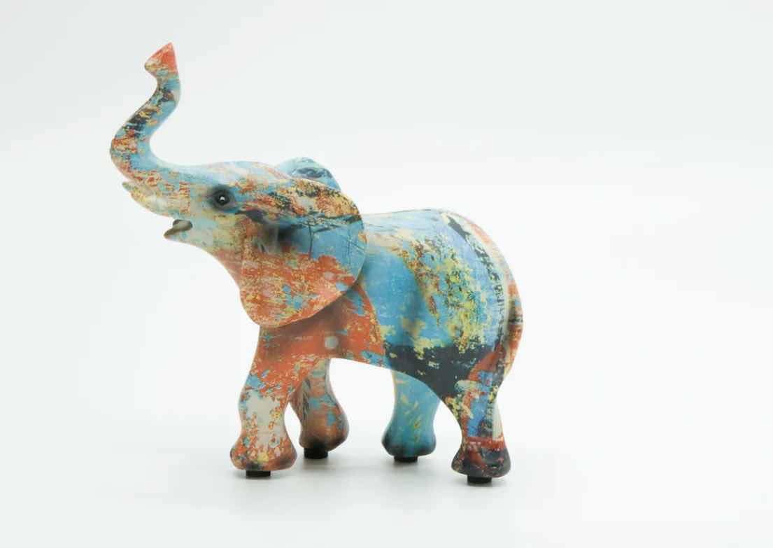 Photo 3 of BRANI COLORFUL RESIN SMALL ELEPHANT 5” x 3” x 6”