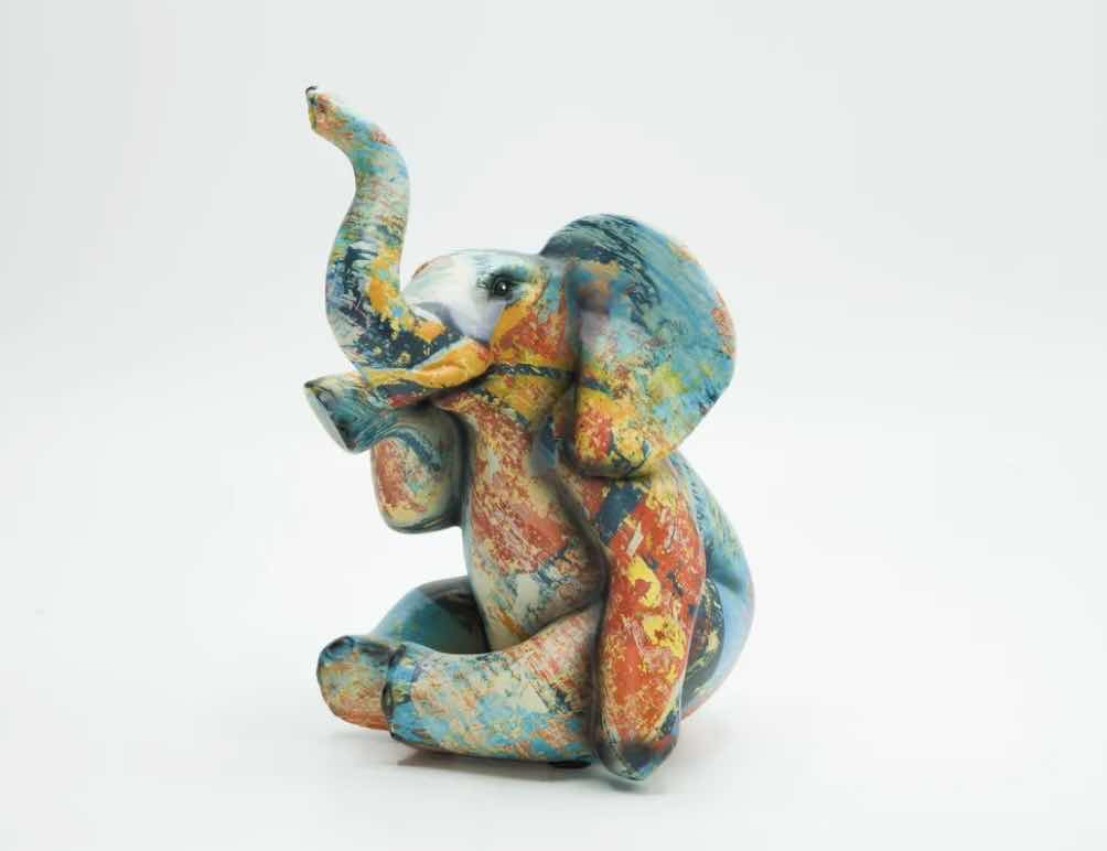 Photo 1 of BRANI COLORFUL RESIN ELEPHANT 5” x 6” x 8”