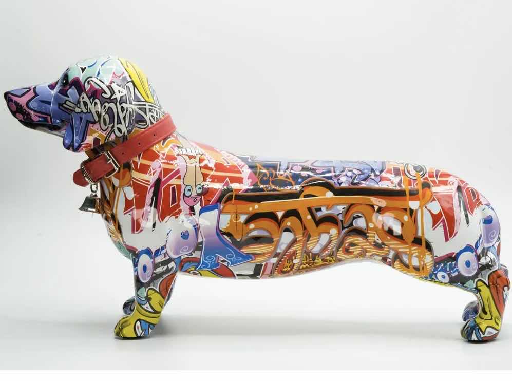 Photo 2 of BRANI COLORFUL RESIN DACHSHUND DOG. 18” x 5” x 9”