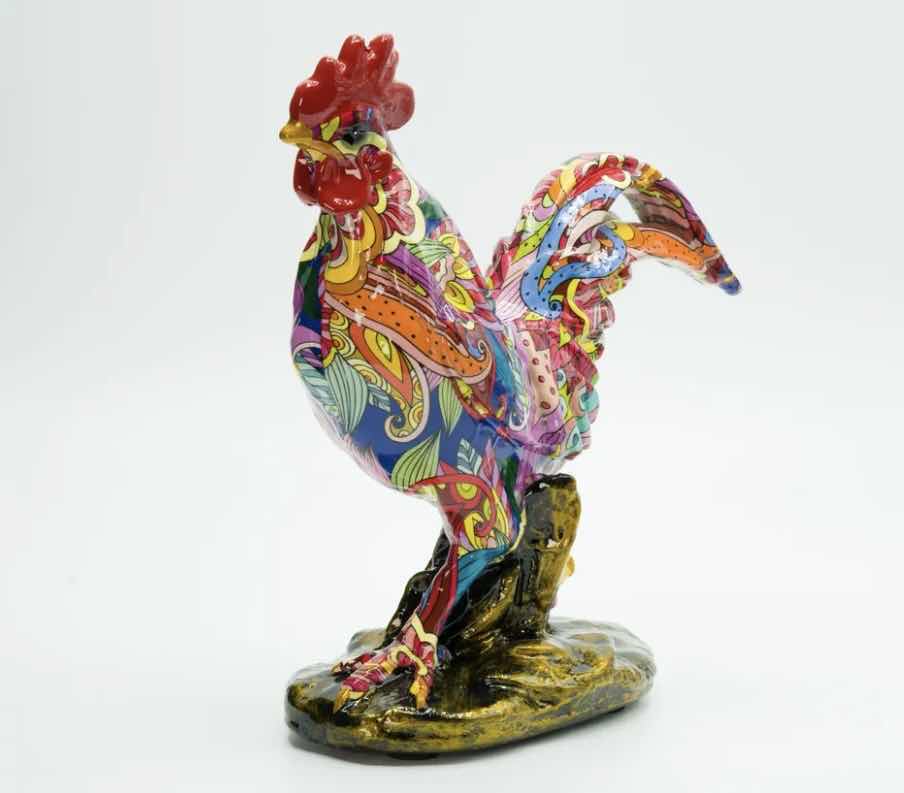 Photo 1 of BRANI COLORFUL RESIN ROOSTER  7” x 4” x 9”