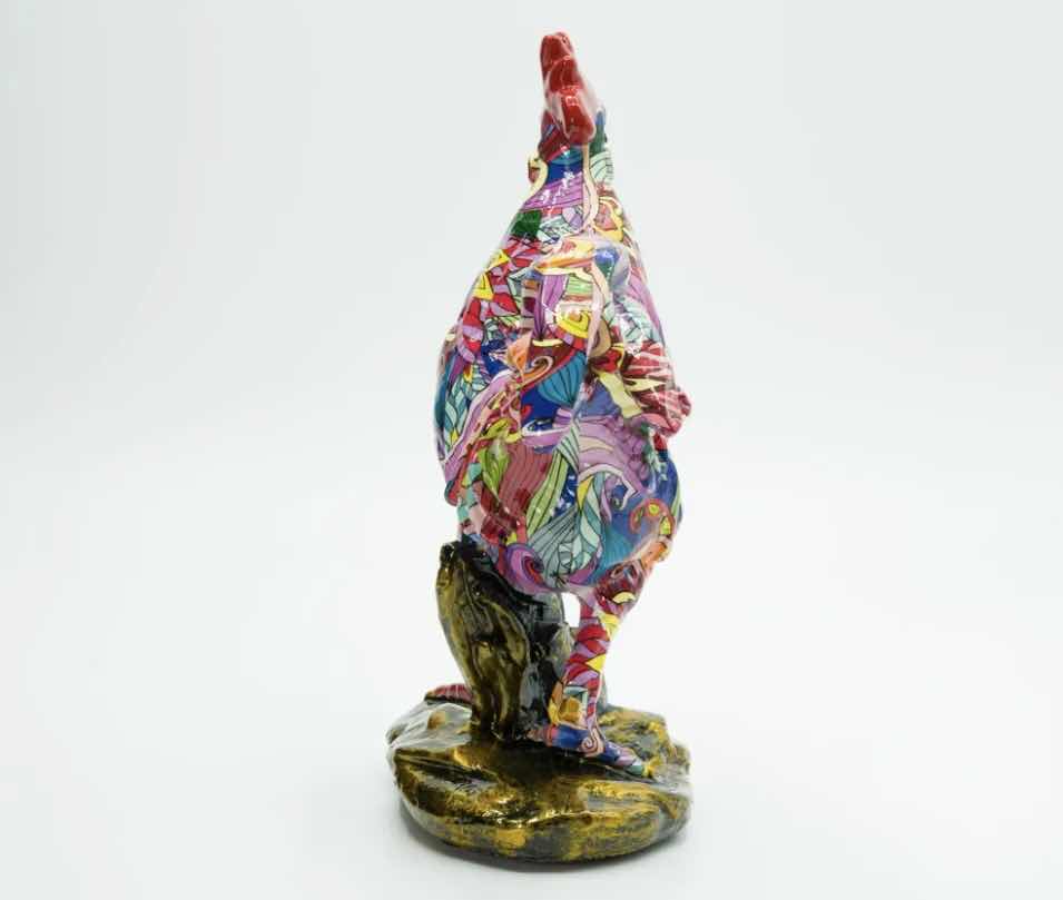 Photo 3 of BRANI COLORFUL RESIN ROOSTER  7” x 4” x 9”