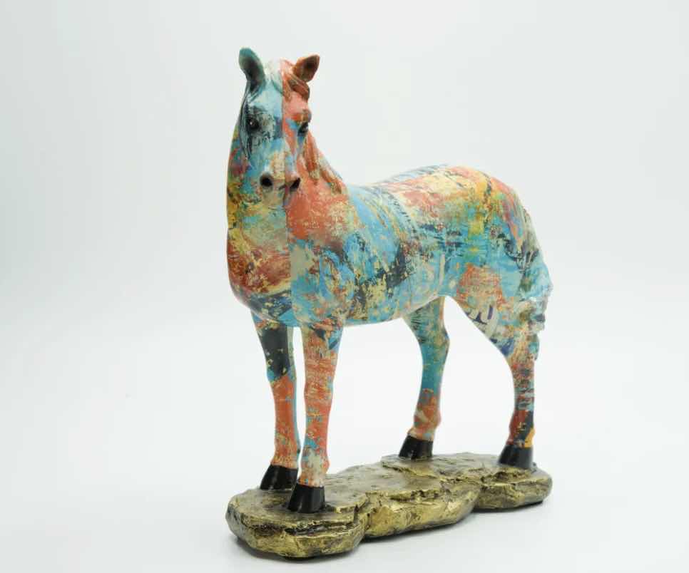 Photo 1 of BRANI COLORFUL RESIN HORSE 9” x 4” x 10”