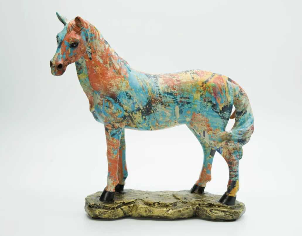 Photo 2 of BRANI COLORFUL RESIN HORSE 9” x 4” x 10”