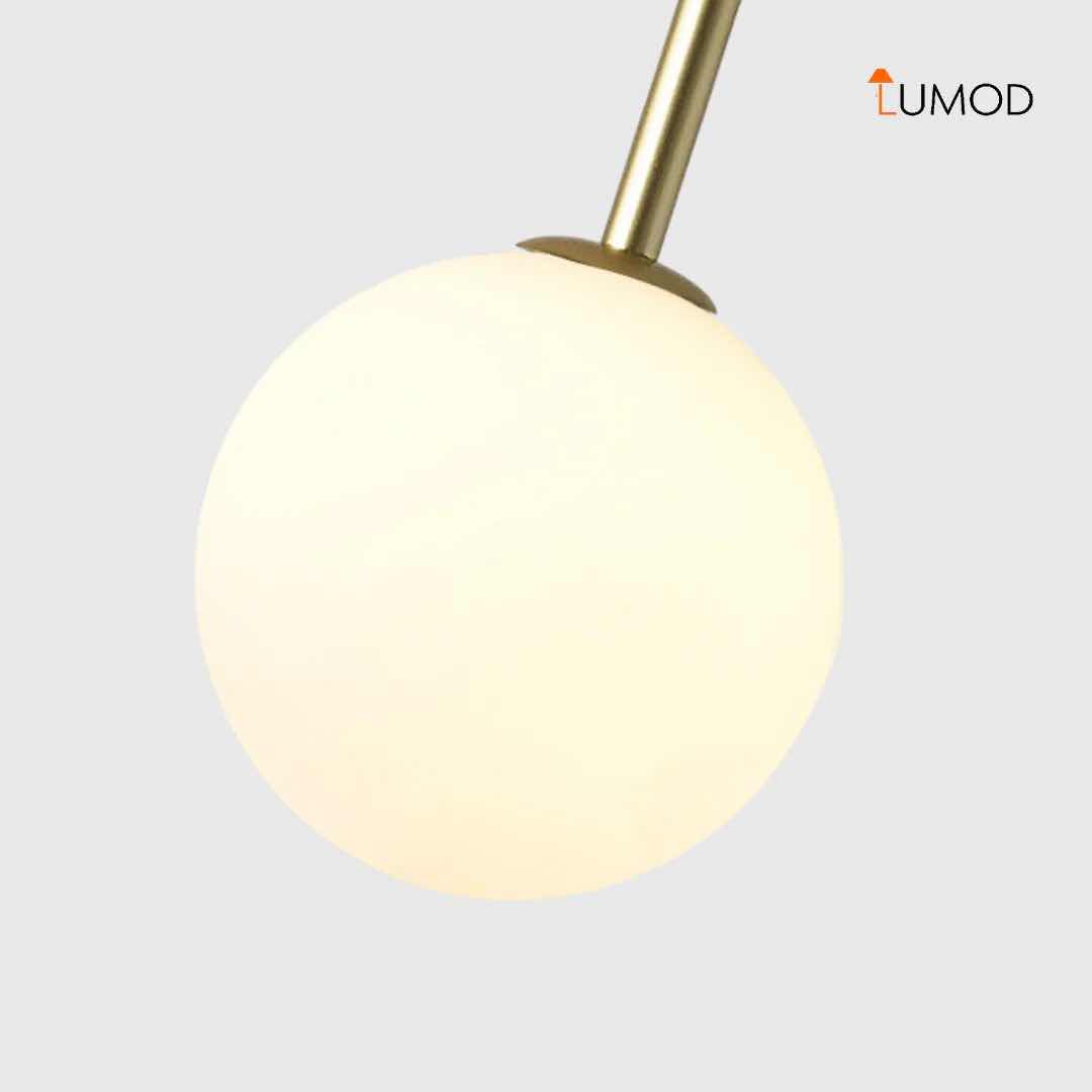 Photo 1 of 1-NIB RAGNAR GOLD NORDIC GLASS DUAL BALL PENDANT CREATIVE LIGHTING 9.2” x 49.2” LL-1049 MF