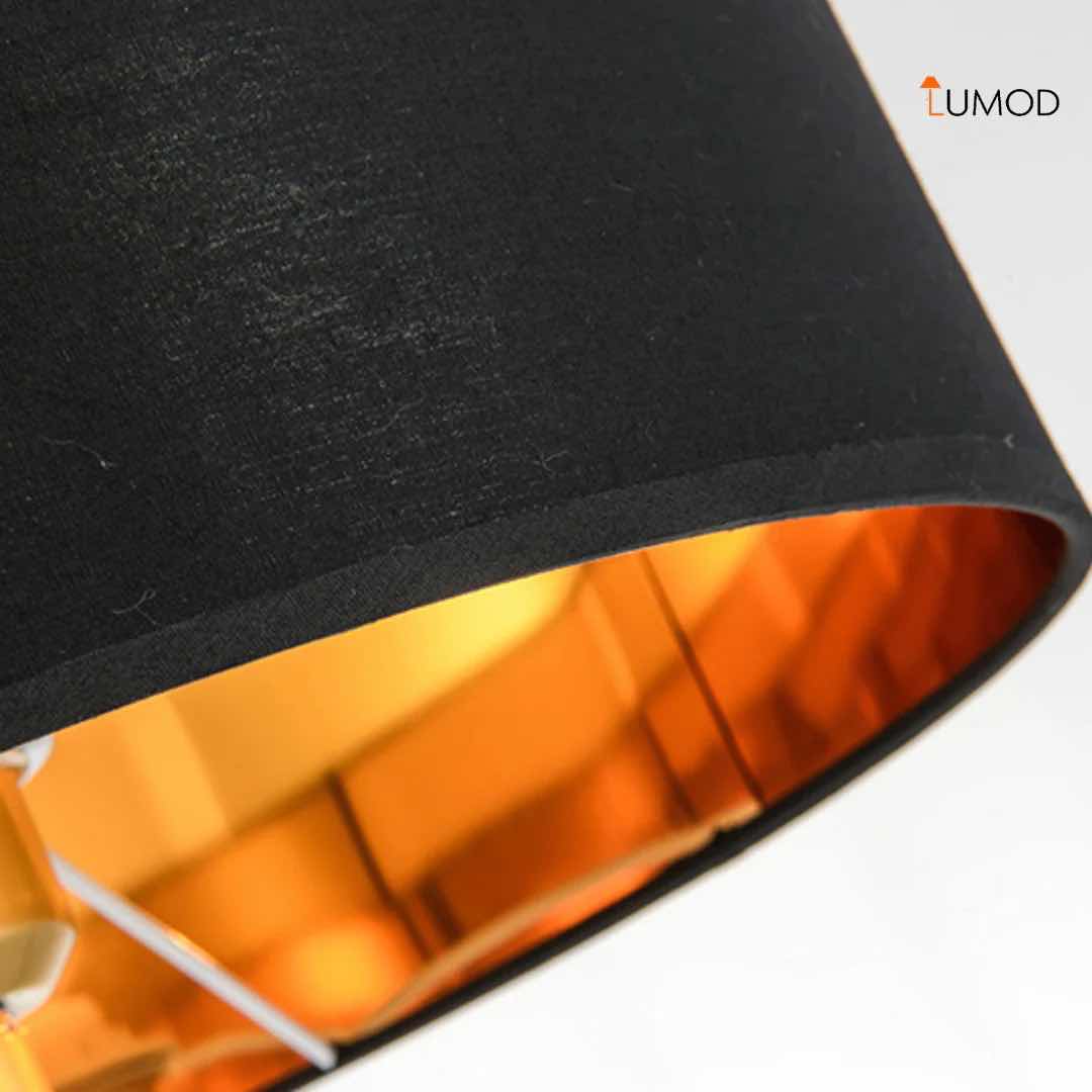 Photo 1 of 1-NIB MONROE BLACK & BRUSHED GOLD SHALLOW DRUM BEDSIDE TABLE LAMP 15” x 26.8” LL-1043-MF