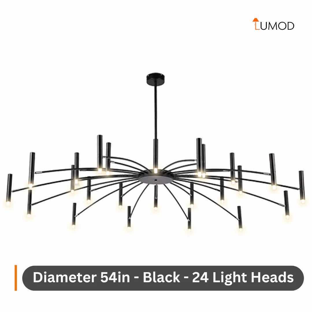 Photo 1 of NIB-ARGENTO MODERN BLACK RADIAL IRON CHANDELIER D40.8” 12 HEADS BLACK METAL #1063
