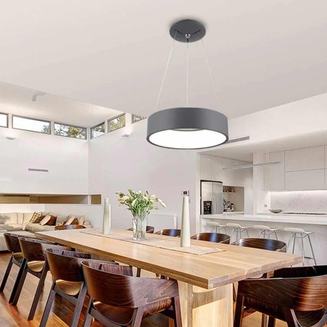 Photo 1 of NIB-ELORA MATTE GREY ROUND PENDANT LIGHT D18” x H40”  #1093  