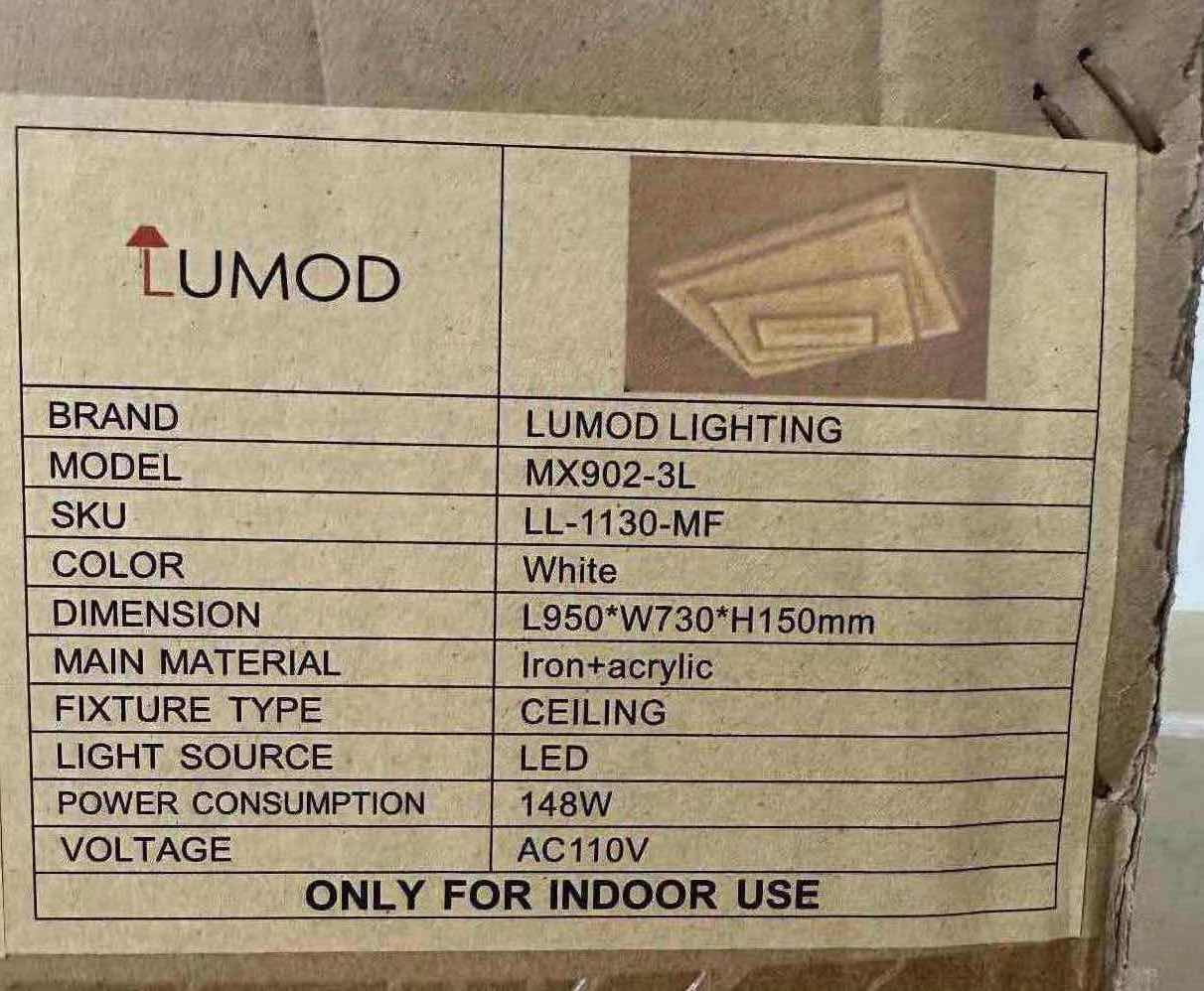 Photo 1 of NIB-LUMOD WHITE CEILING LED LIGHTING FIXTURE L950*W730*150mm  #1130  