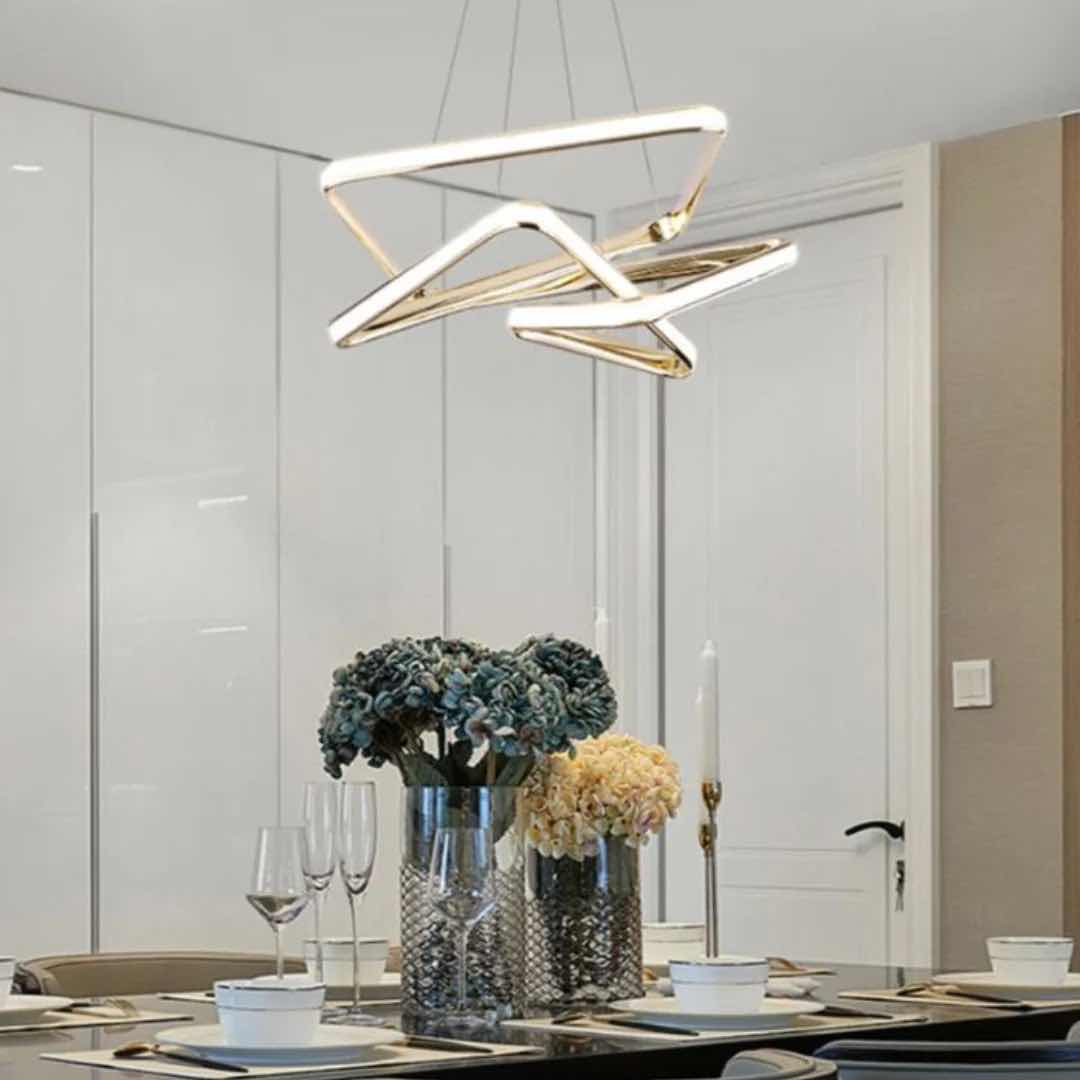 Photo 1 of NIB-ROMEO GOLD TRIANGLE STYLE LED LIGHT FIXTURE #1114 