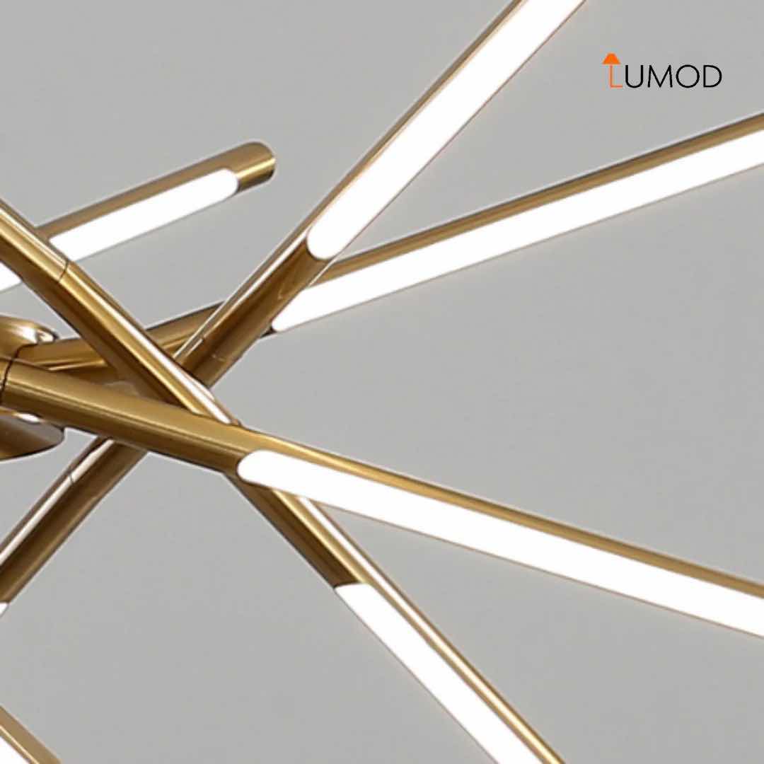 Photo 1 of NIB-BOWIE NORDIC LUXURY TREE BRANCH LED CHANDELIER 32”,32”,10” (10 HEADS) GOLD METAL & ACRYLIC  #1067  