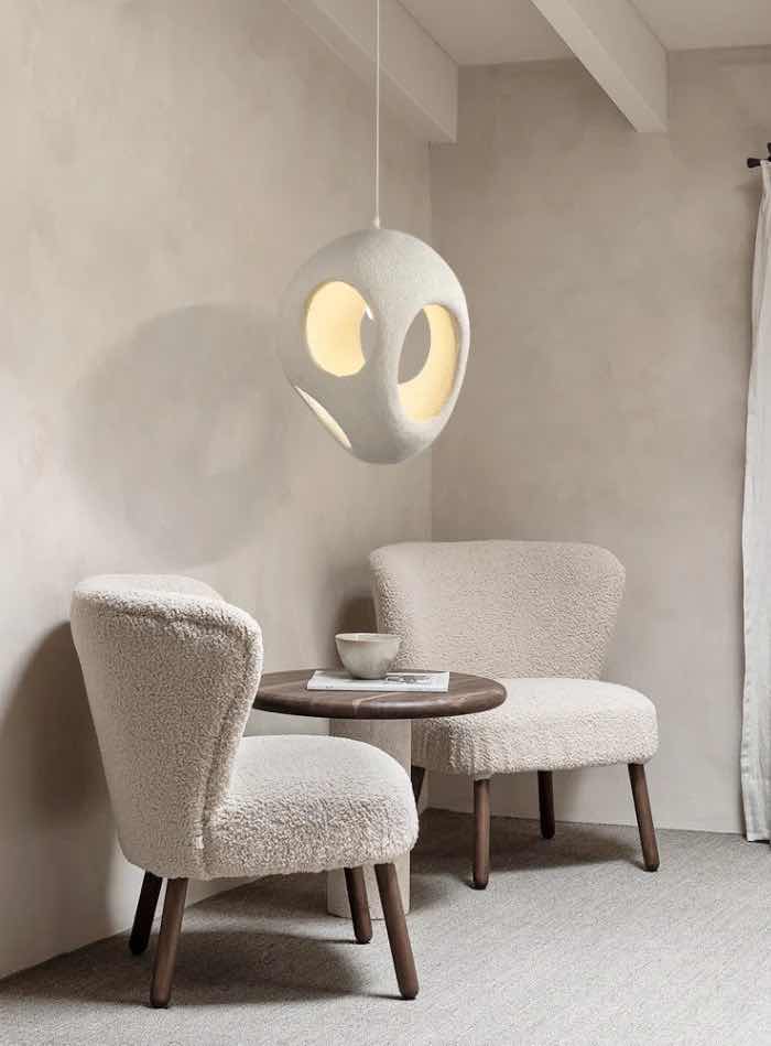 Photo 1 of NIB-MAJA SCANDINAVIAN RUSTIC HALLOW SHAPED PENDANT LIGHT  14” x 20” OFF WHITE/HDPS  #1028  