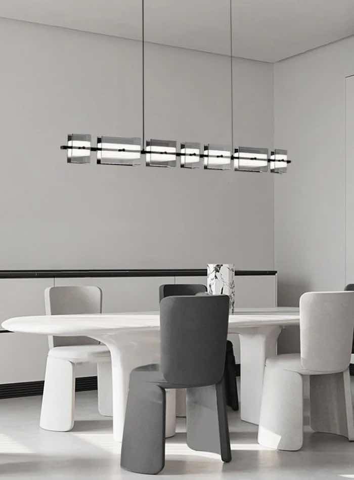 Photo 1 of NIB-SAXTON INDUSTRIAL BLACK MULTIPLE RECTANGULAR HANGING LIGHT  L168cm x H16cm  #1011  