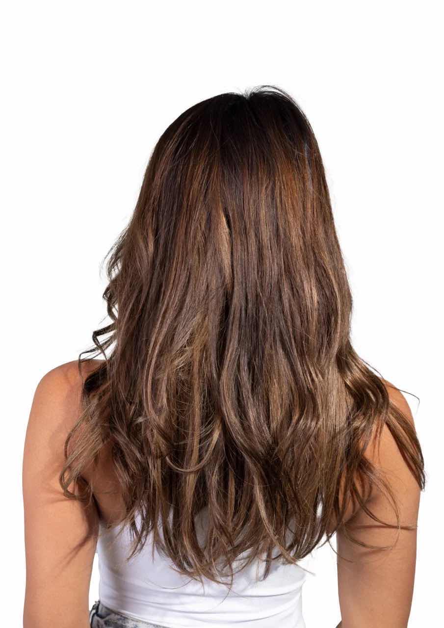 Photo 1 of CHRISTIAN REMY ZOE 22” 220G 100% HUMAN HAIR LACE WEFT CLIP-IN-EXTENSIONS-COLOR “OFF BROWN” 
