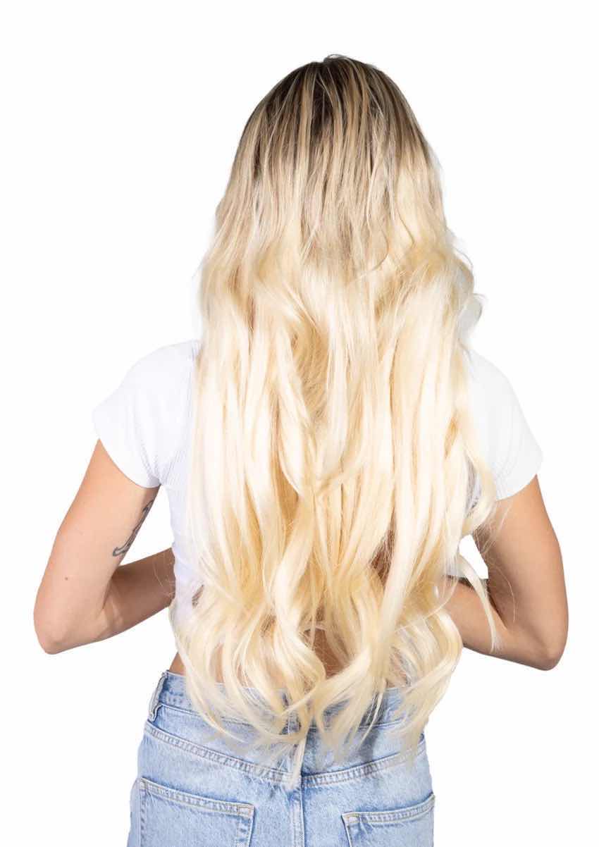 Photo 1 of CHRISTIAN REMY ZOE 22” 220G 100% HUMAN HAIR LACE WEFT CLIP-IN-EXTENSIONS-COLOR “SUNRISE OMBRÉ ” 