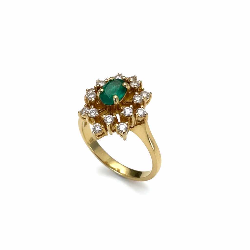 Photo 1 of 18K YELLOW GOLD 0.40 EMERALD &  0.30 DIAMOND RING  TTL GRAMS 4.32 (APPROX. SIZE 7) W INSURANCE APPRAISAL ITEM #2011