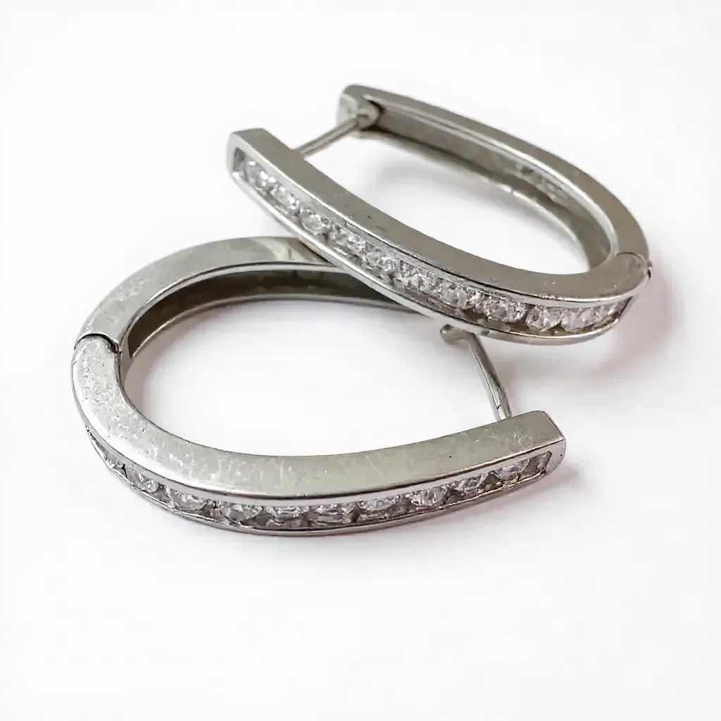 Photo 1 of 14K WHITE GOLD W 1.00 ctw DIAMOND EARRINGS TTL GRAMS 6.64 W INSURANCE APPRAISAL ITEM #2028  $4385