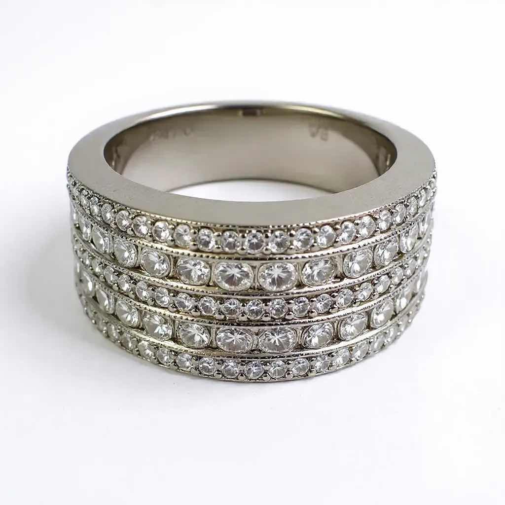 Photo 1 of 18K WHITE GOLD W 1.75cwt DIAMOND RING W INSURANCE APPRAISAL (APPROX SIZE 6) TTL GRAMS 10.68 ITEM #2003