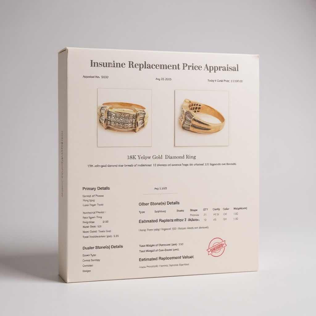 Photo 1 of 18K YELLOW GOLD W 2.80 DIAMOND RING W INSURANCE APPRAISAL (APPROX SIZE 6/7) TTL GRAMS 8.95 ITEM #2009 