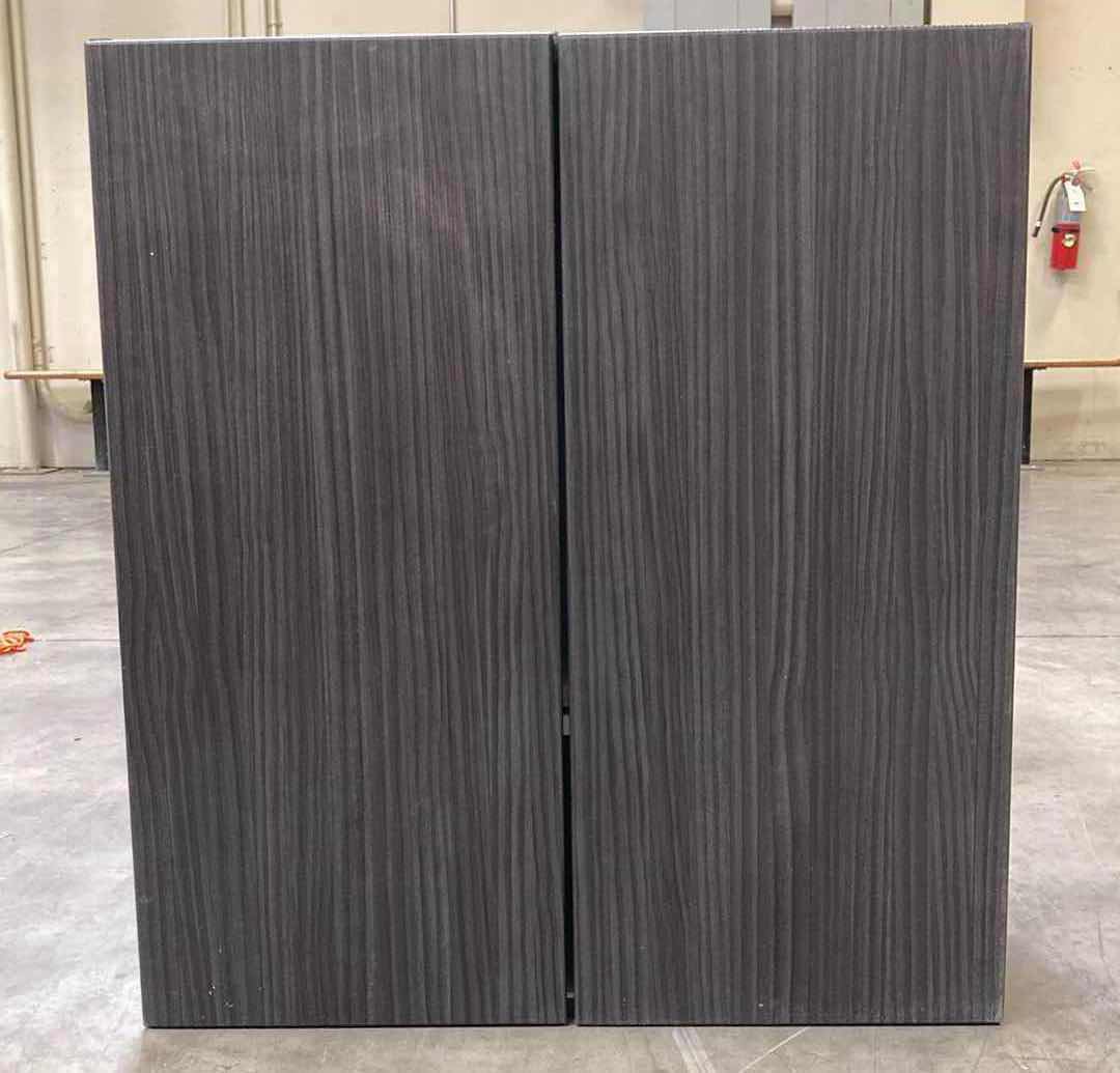 Photo 1 of LEEDO LINEA BLACK LAMINATE FINISH 2 DOOR 2 SHELF WALL CABINET 27” X 12.75” H30”