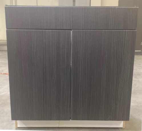 Photo 1 of LEEDO LINEA BLACK LAMINATE FINISH 2 DOOR 1 SHELF & 1 DRAWER BASE CABINET 36”X 25 H 34”