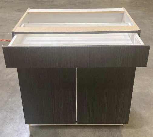 Photo 2 of LEEDO LINEA BLACK LAMINATE FINISH 2 DOOR 1 SHELF & 1 DRAWER BASE CABINET 36”X 25 H 34”