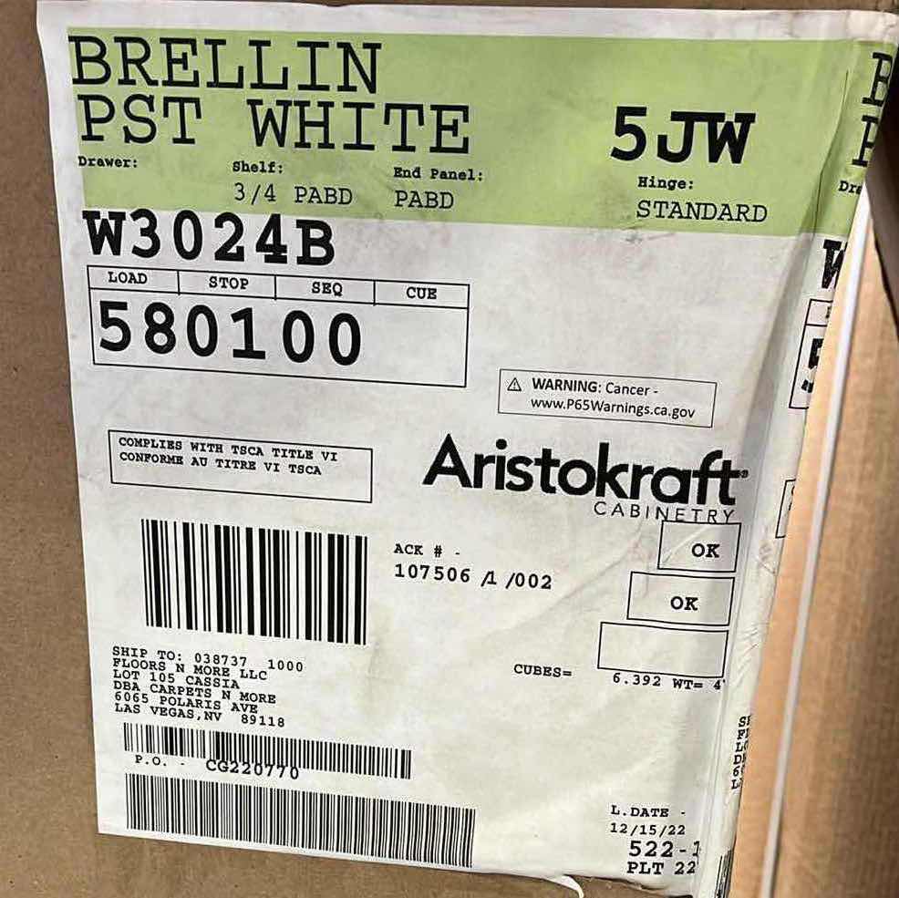 Photo 3 of ARISTOKRAFT BERLLIN WHITE 2 DOOR 1 SHELF WALL CABINET 29.5” X 13” H24”
