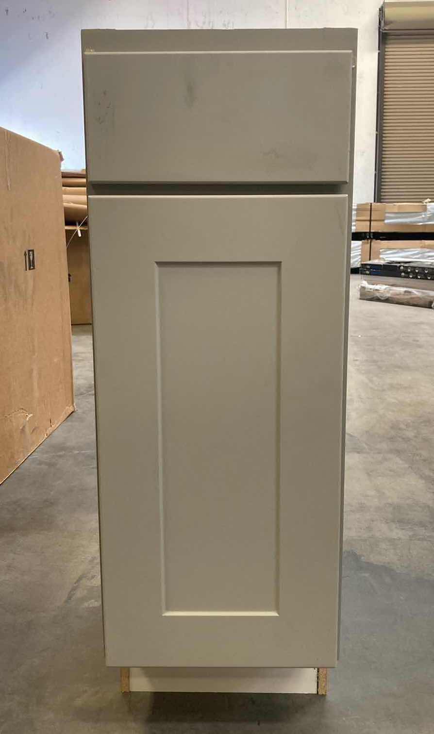 Photo 1 of LEEDO SAVOY WHITE PEBBLE FINISH 1 DOOR 1 DRAWER & 1 SHELF BASE CABINET 12” X 24” H34.5”